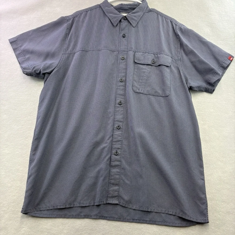 The North Face Modal Blend Shirt Mens Sz XL Blue Short Sleeve Button Down Hike